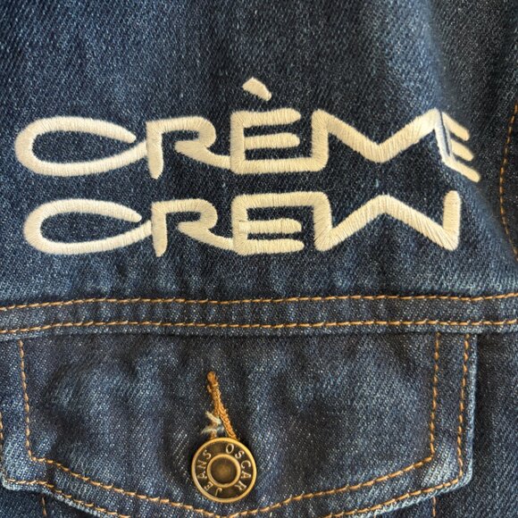 The Creme Shop Denim Jacket Unisex Medium Oscar Jeans Embroidered Blue Cotton - Picture 3 of 14